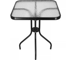 Springos Tuintafel | Buitentafel | Bijzettafel Buiten | Metaal | Gehard Glas | Vierkant | 60 x 60 x 70 cm | Zwart