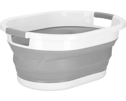 Springos Wasmand - Opvouwbare Wasmand - Ovaal - 24L - Grijs/Wit