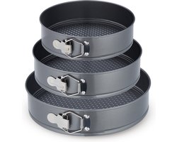 springvorm - 3-delige set - rond - Ø 24, 26, 28 cm - antiaanbaklaag - rvs - taartvorm