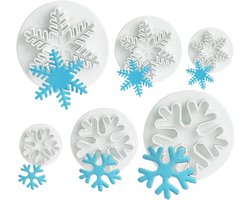 Springvorm - 6Pcs Sneeuwvlok Koekjesvormen - Gemakkelijke Ontvorming - Fondant Pers + Stempels - Bakgereedschap voor Kerst