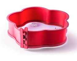 Springvorm bloem met glazen serveerplaat en glazen poten Ø 26 cm (rood) - Nieuw Ontwerp Springvorm