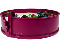 Springvorm - diameter 26 cm - donkerrood - glazen bodem - bakken en serveren op de glasplaat