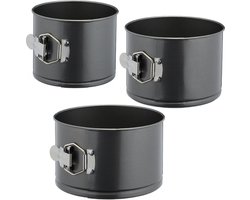 springvorm - hoog - set van 3 - Ø 14/16/18 cm - rond - antiaanbaklaag - staal - antraciet