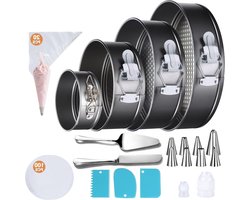 Springvorm Set - Taartvormen Bakblikken - Taarten Bakken - Antiaanbaklaag - 4 Maten 11-26cm - Zilver