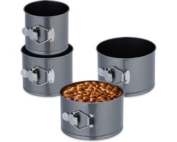 springvorm - set van 4 - Ø 12, 14, 16, 18 cm - hoog - staal - antiaanbaklaag - antraciet