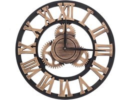 Sprocket Wandklok - Stille Grote Decoratieve Klok in Vintage Ontwerp voor Woonkamer - Cafe - Restaurant - Kantoor Decoratie 58 cm Goud