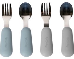 Sproudsy Kinderbestek - vanaf 1 jaar - Baby Bestek - BPA-Vrij - Blauw Grijs