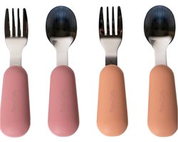 Sproudsy Kinderbestek - vanaf 1 jaar - Baby Bestek - BPA-Vrij - Roze Oranje