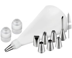 Spuitzakken en spuitmondjes - Taart Decoratie Benodigdheden - Katoenen spuitzakken - Roestvrijstalen spuitmondjes voor roosjes - Spuitzak voor boter - Spuitmondjes - Bakgereedschap-11-delige set (Type B)