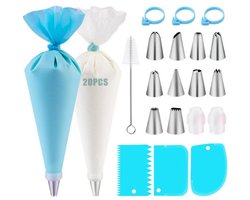 Spuitzakkenset, 40-delig, inclusief accessoires en gereedschappen, geschikt voor het maken van taarten en tiramisu-desserts.Blauw