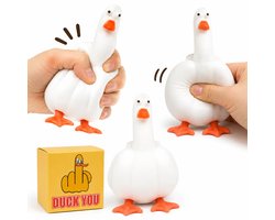 Squishy Middelvinger eend - 1 exemplaar - 9 cm - Duck You - Fidget Toy - Funny cadeau voor de hand - Rek Strek Squeeze