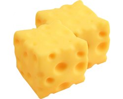 Squishy Toy vorm van een kaas - 2 stuks - Stressverlichtend Speelgoed - Zacht - Fidget Squishy - veilig en niet-giftig - Niet plakkerig - angst - realistische kaasvorm - voor volwassenen en kinderen - geel