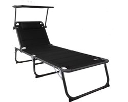 Srandstoel - Ligbed Tuin - Zonnebed - Vouwbed - Zwart