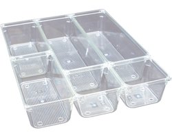 St. Helens Home & Garden - Lade organizer - Transparant - Lade verdeler - 6 losse bakjes - Voor laden, kasten, bureau's en keuken