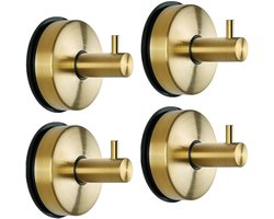 ST TRADING 4 Zuignap Handdoekhaken - Geborsteld Goud - Zonder Boren