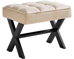 ST TRADING Kleine voetensteun van 30,5 cm, vierkante linnen voetenbank met metalen X-poot, multifunctioneel als kleine bijzettafel, opstapkruk voor woonkamer, slaapkamer, entree, kantoor