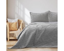 ST TRADING Luxe Velours Beddensprei met Geometrisch Patroon - 170x210 cm