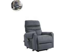Sta op stoel elektrisch - Relaxfauteuil - Zetel - Stof - 1 persoons - Met armleuning - Zeer comfortabel - Elektrisch - Donkergrijs