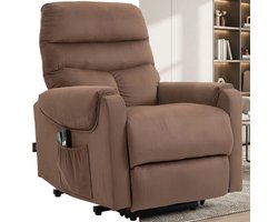 Sta op stoel - Relaxfauteuil - Zetel - Stof - 1 persoons - Met armleuning - Zeer comfortabel - Elektrisch - Bruin