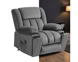 Sta op stoel - Relaxfauteuil - Zetel - Stof - 1 persoons - Met armleuning - Zeer comfortabel - Elektrisch - Donkergrijs