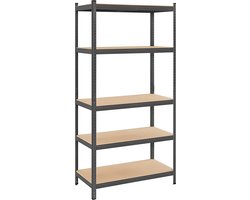 Staal Rek - Geen Gereedschap Nodig - 600 Kg Belastbaar - 50 X 100 X 200 Cm - Ideaal Voor Garage, Kelder, Opslagruimte, Gereedschap, Fitnessapparaat - Grijs