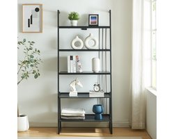 Staand rek Storfjord ladderplank 183,5x80x40 cm zwart [en.casa]
