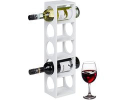 Staand wijnrek voor 5 flessen - Bamboe - Wit