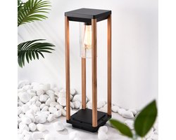 Staande buitenlamp Paca, 50 cm - houtlook
