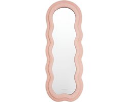 Staande Golvende Spiegel - Decoratieve Spiegel Vloer - Interieur Decoratie - Teddy Stof Frame - 160 x 60 cm - Roze
