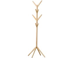 Staande kapstok 45 x 175 cm met takvormige haken van bamboe in naturel houtkleur