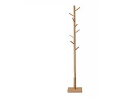 Staande kapstok Boomvormige kapstok Hangkapstok Kledinghaak 8 haken Verstelbare hoogte 30x30x175 cm naturel Stevig Duurzaam Ruimtebesparend Geschikt voor hal, gang, kantoor en slaapkamer
