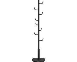 Staande kapstok in cactusvorm met 8 stevige haken met gebogen uiteinden, strak en modern design, geschikt voor kleding, hoeden en tassen, 40 x 40 x 175,3 cm, zwart