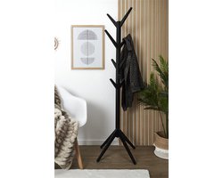 Staande kapstok met 8 armen Wood – Zwart – H175 x B62 cm