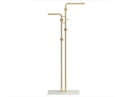 Staande Kapstok met Wit Marmeren Voet en 5 Haken - Modern Kledingrek voor Hal of Slaapkamer - H170 x B60 cm