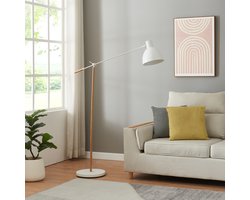 Staande lamp Banchory vloerlamp 163 cm houtkleurig en wit E27 lux.pro