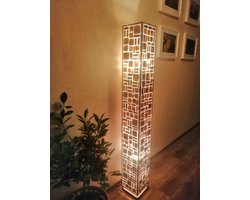 Staande lamp Handgemaakte Decoratie Vloerlamp woonkamer slaapkamer Design  square cubes  gold capiz shell parelmoer schelp 150 cm