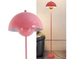 Staande lamp met gebogen kap voor woonkamer en eetkamer - Scandinavisch design met E27-fitting (roze)
