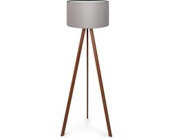 Staande lamp Newport vloerlamp 140 cm E27 houtkleurig en grijs