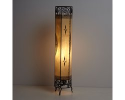 Staande lamp – Oosterse vloerlamp – Hennalamp – Geitenleer – Wit – 100 cm