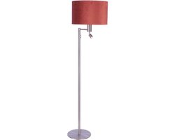 Staande lamp staal met kap velours koper met goud 40 cm