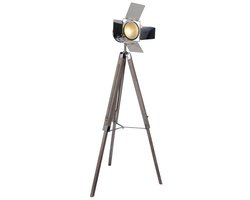 Staande lamp Vloerlamp driepoot "Holly" E27 fitting, verstelbaar 100-140 cm hoogte Hout