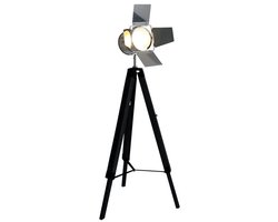 Staande lamp Vloerlamp driepoot "Holly" E27 fitting, verstelbaar 100-140 cm hoogte Zwart