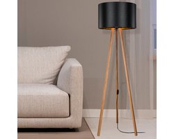 Staande lamp vloerlamp E27 Keynes bamboe en zwart