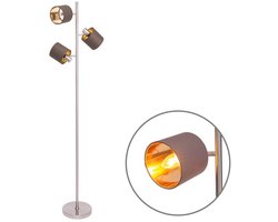 Staande lamp Vloerlamp "Maron" hoogte 153 cm 3 lampenkappen Metaal Textiel Bruin