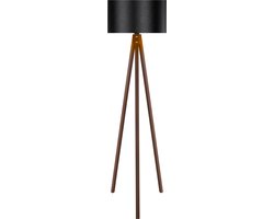 Staande lamp vloerlamp Rochester E27 walnootkleurig en zwart