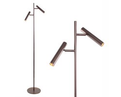 Staande Pierro leeslamp | 2 lichts | cacao / bruin | metaal | 142 cm | vloerlamp | dimbaar | modern design