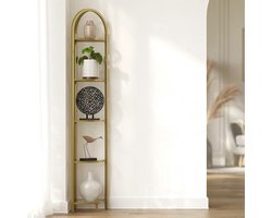 Staande plank met 5 niveaus, hoekplank, boekenkast