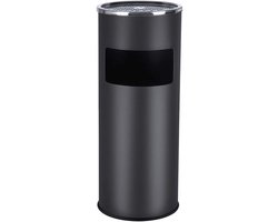 Staande Prullenbak Met Afneembare Asbak 60,5 x 24,5 x 24,5 cm Zwart Metaal Voor Woonkamer Slaapkamer Kantoor Tuin Balkon Met Stevige Duurzame Constructie Klassiek Stijlvol Design Binnen Buiten Gebruik