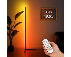 Staande RGB Sfeerlamp - Party Lamp - Sfeerlamp Woonkamer - LED Woonkamer Staand - Met USB-A Aansluiting - LED Vloerlamp - Staande Lamp Woonkamer – Dimbaar - Hoeklamp – Sfeerlamp – Gamelamp – Slaapkamerlamp – Sfeerverlichting - Afstandsbediening
