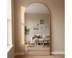 Staande Spiegel 180x100cm met Boog – Grote Vloerspiegel & Passpiegel – Inclusief brons frame – Slaapkamer, Hal & Kleedruimte